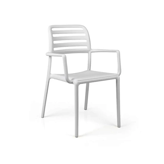 COSTA - Kültéri monobloc szék karfával (fehér)