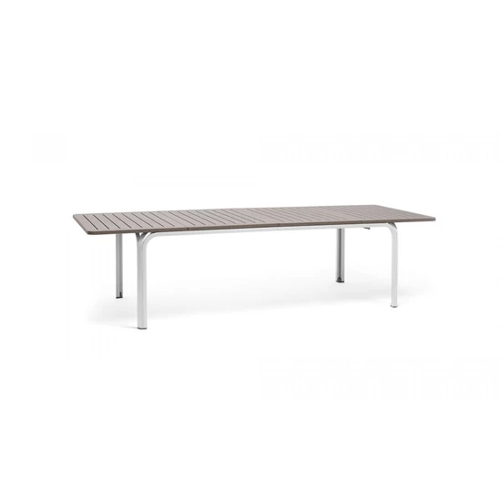 ALLORO 210 EXTENSIBLE - Bővíthető kültéri asztal (fehér lábak/tortora asztallap)