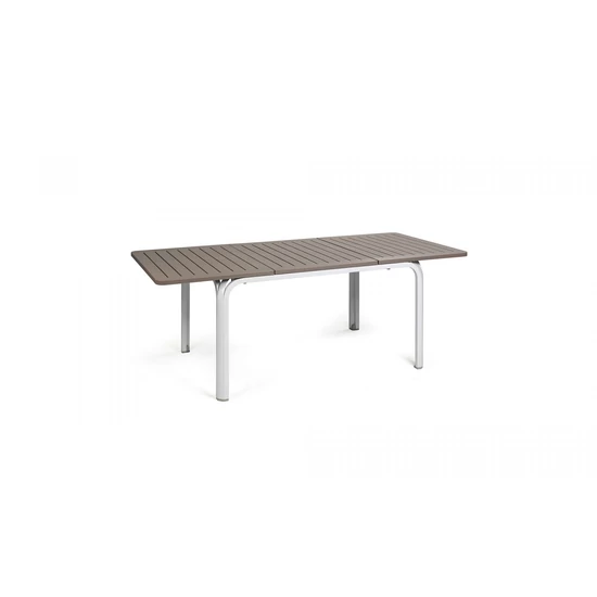 ALLORO 140 EXTENSIBLE - Bővíthető kültéri asztal (fehér lábak/tortora asztallap)