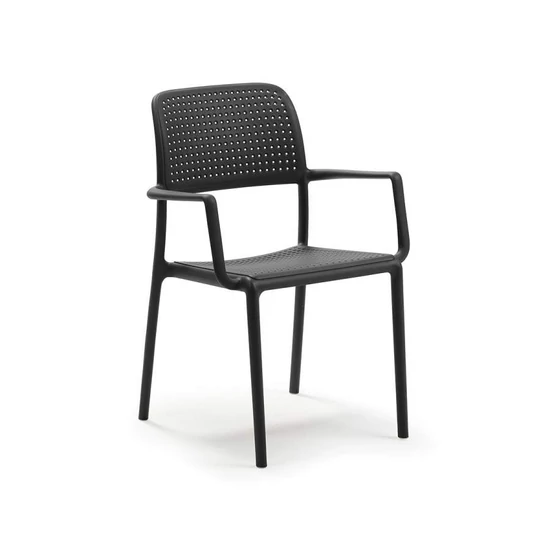 BORA - Kültéri monobloc szék karfával (antracit szürke)